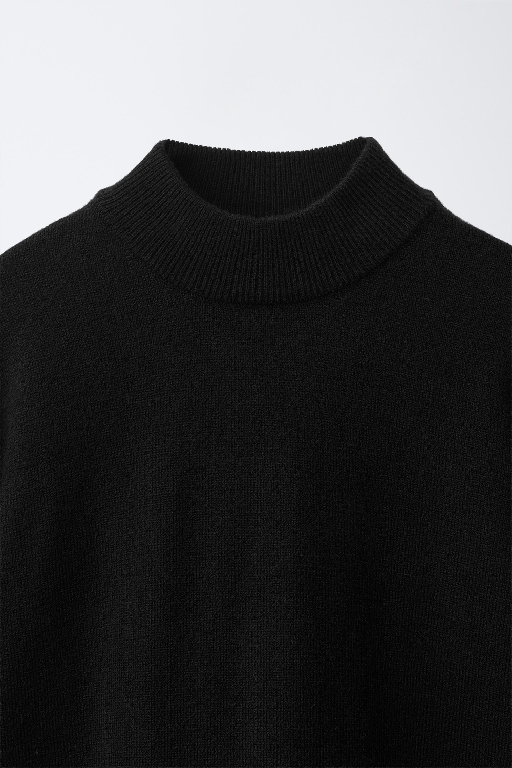 ZARA ТРИКОТАЖНЫЙ СВИТЕР С ВОРОТНИКОМ-СТОЙКОЙ, ЧЕРНЫЙ