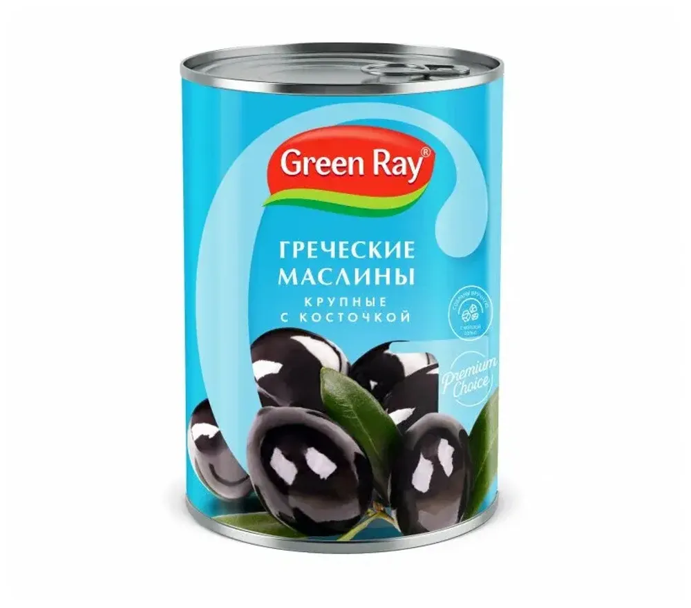 Маслины Греческие GREEN RAY СуперГигант с костью ж/б 850мл