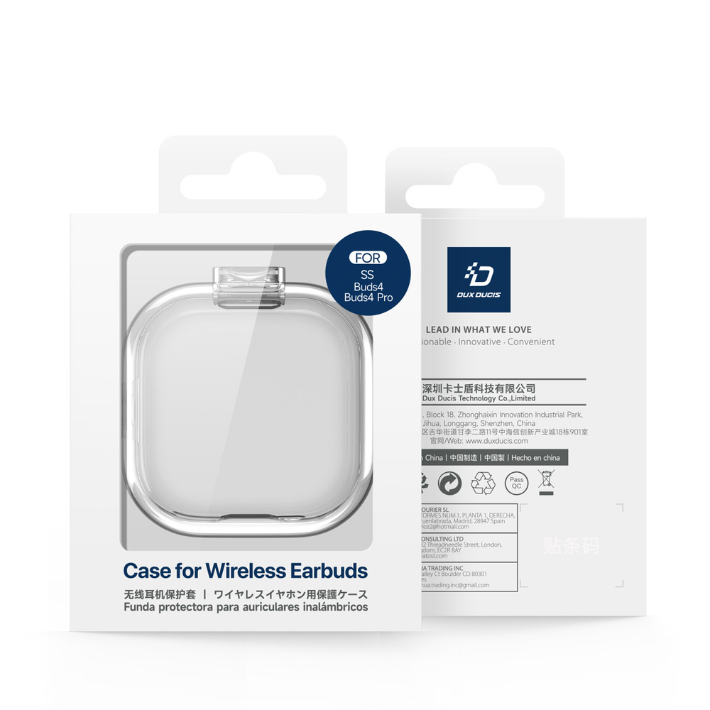 Прозрачный плотный чехол из TPU для наушников Samsung Buds4 и Buds 4 Pro, серия SECI Series от Dux Ducis, в комплекте с карабином