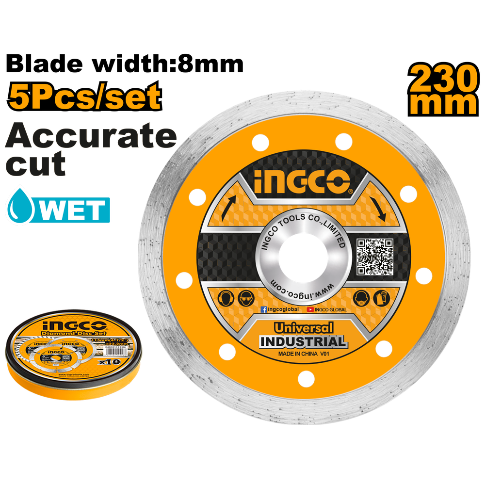 Диск алмазный сплошной INGCO DMD022302M 230х22,2 мм Диск алмазный сплошной INGCO DMD022302M 230х22,2 мм