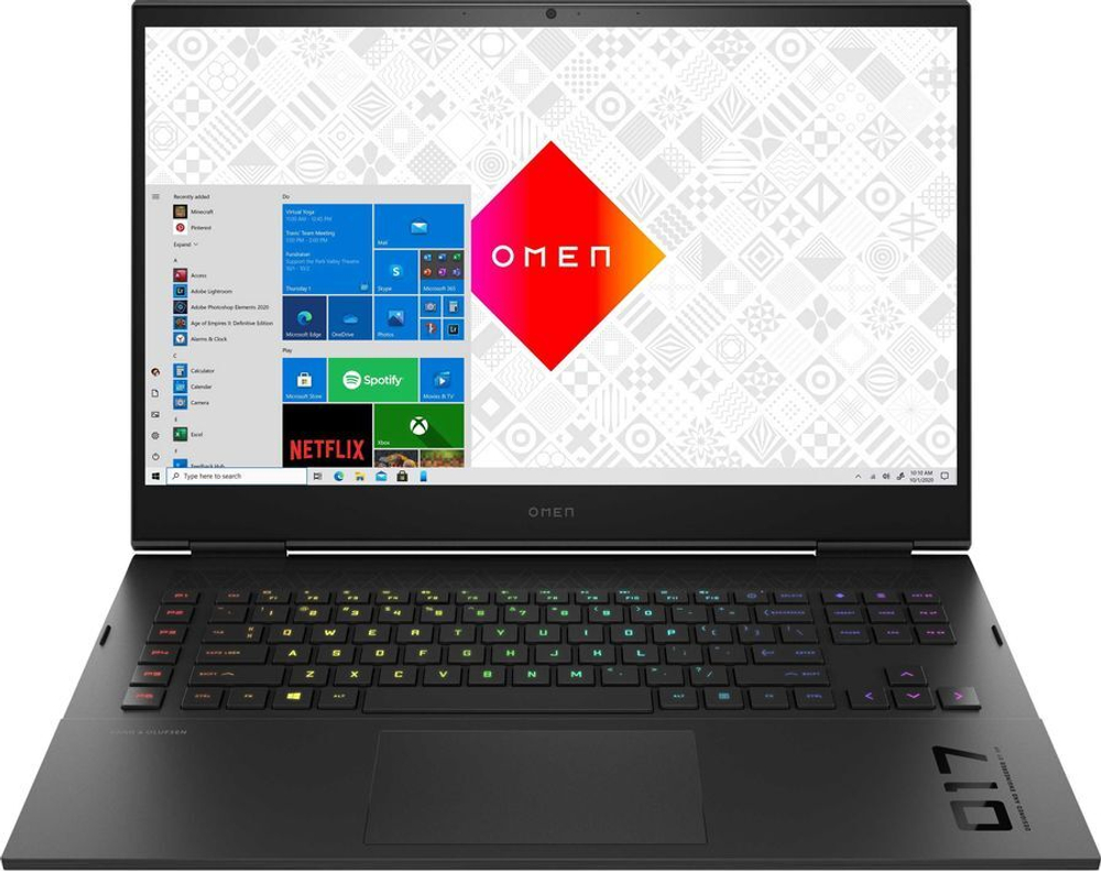 Ноутбук 17,3" HP Omen 17-ck0049ur Core i7 11800H/16Gb/1Tb SSD/NV RTX3060 6Gb/17.3" QHD/Win10 Черный (4E1D1EA)