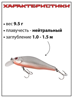 Воблер шумовой Khamsin 70SR 70 мм 9.5 г шэд на щуку, судака