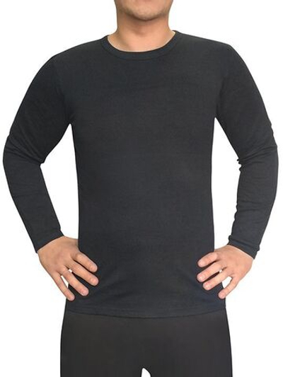 Мужская футболка +size с длинным рукавом (Размер: XXXL) (Цвет: черный)