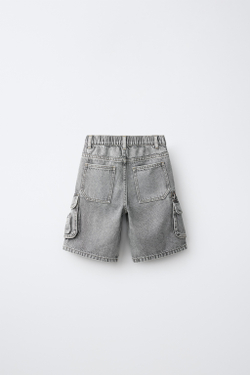 ZARA ДЖИНСОВЫЕ ШОРТЫ МУЛЬТИКАРГО, МЯГКИЙ СЕРЫЙ