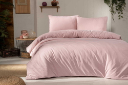 Постельное белье 1.5 спальное Arya home Natural Stone Washed розовое