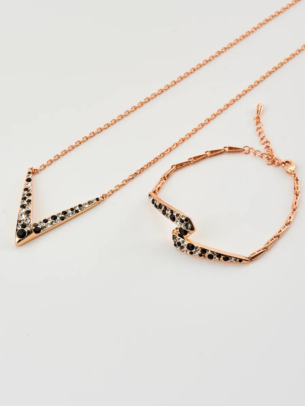 Браслет Молния с черными кристаллами Swarovski