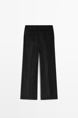 Massimo Dutti Вельветовые брюки-палаццо, черный