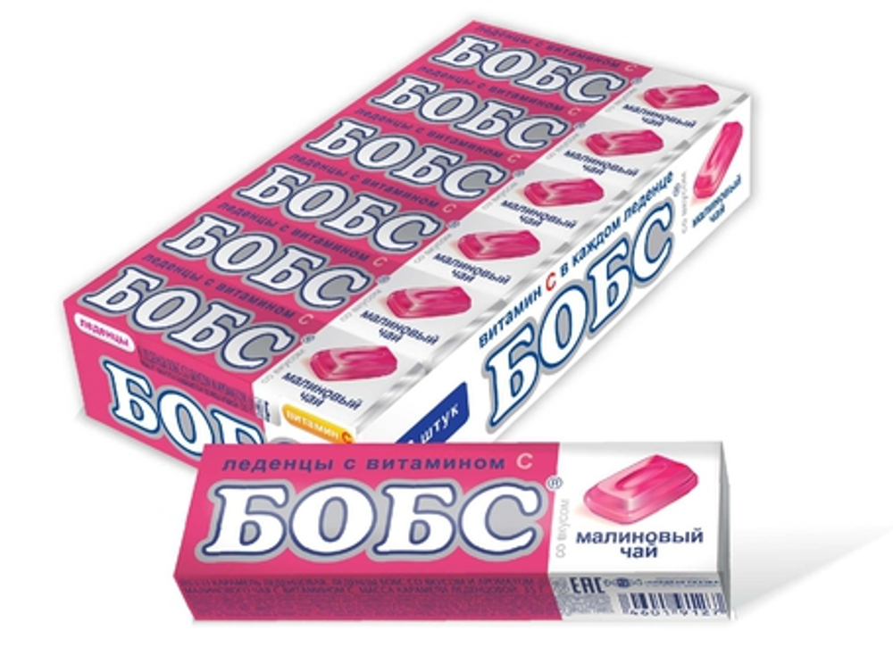 Леденцы БОБС малиновый чай с витамином С 35гр*12шт (24бл)  BS-3-3