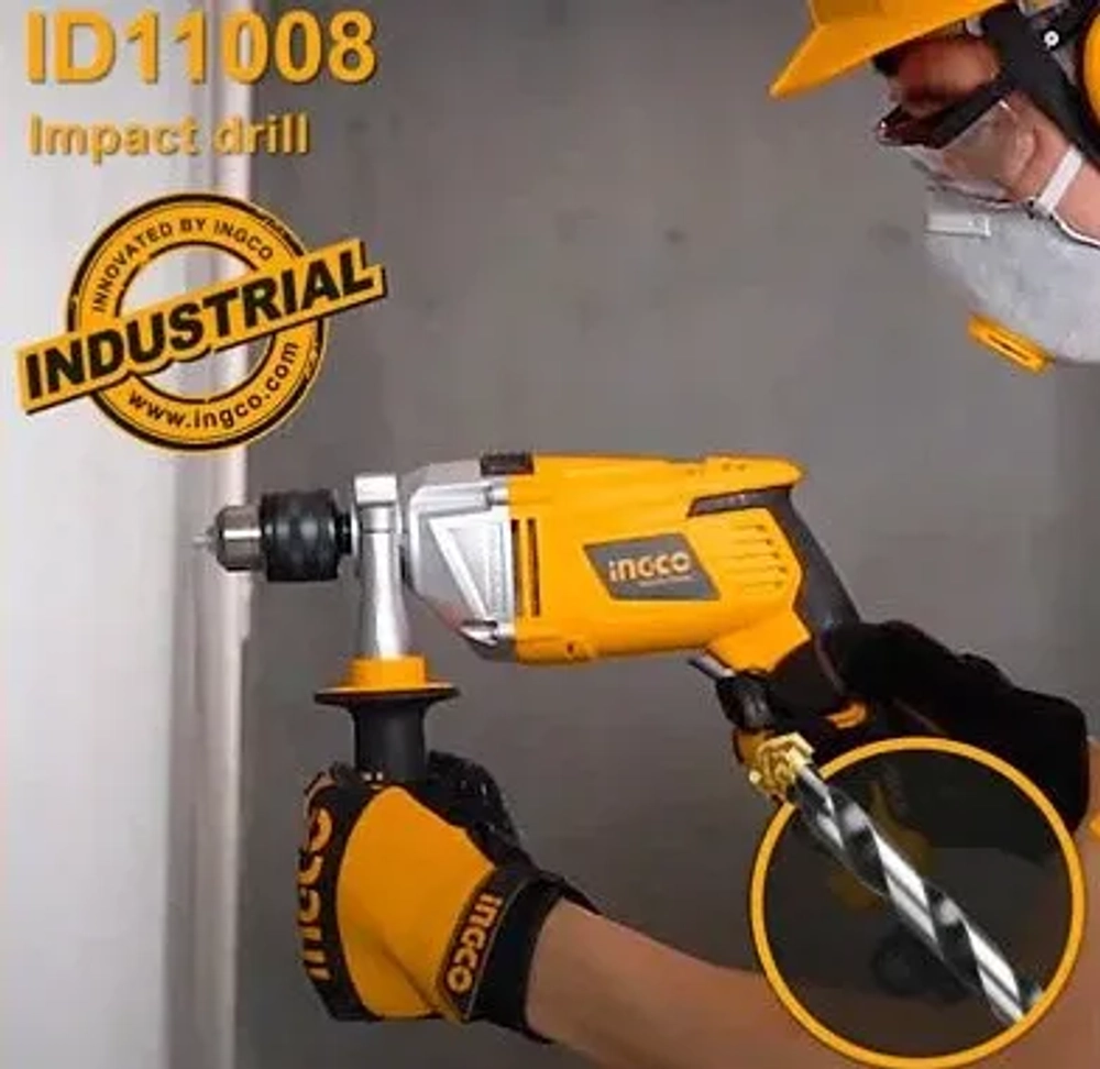 Дрель электрическая ударная INGCO ID11008 INDUSTRIAL 1100 Вт 1,5-13 мм