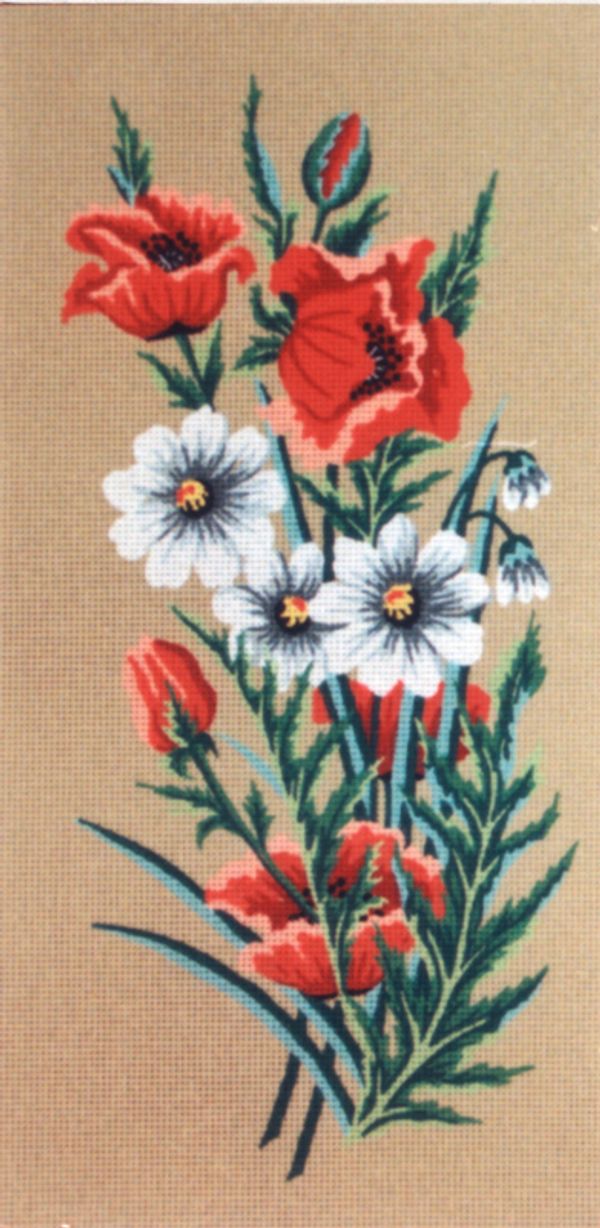 Рисунок для вышивания Soulos (канва жесткая), Маки и ромашки, 2 картинки, 60х70 см