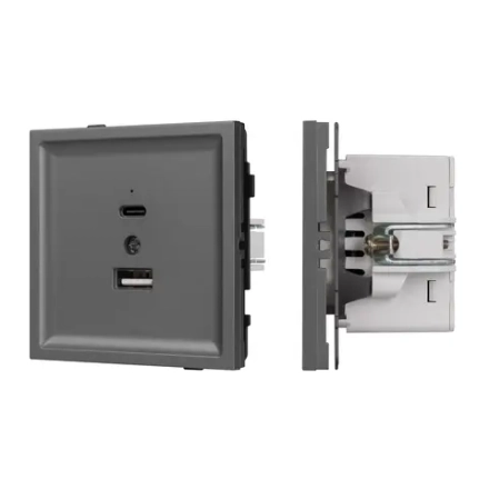 Механизм USB розетки SCT-TENDO-MUAC-SFPL-GR (5V, 3A, QC3) (Arlight, -)