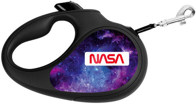Поводок-рулетка WAUDOG R-leash, "NASA21", M, до 25 кг, 5 м, светоотражающая лента черный