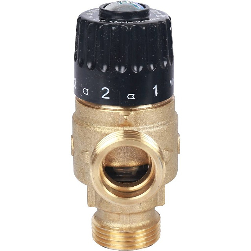 Клапан термостатический смесительный STOUT - 3/4" (НР, 30-65°C, Kvs 2.3, T-образное смешивание)