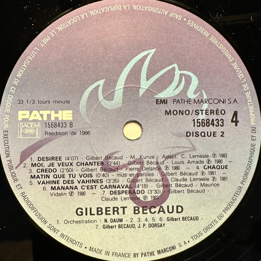 Gilbert Becaud - Gilbert Becaud 2LP (Франция 1986г.)