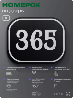 Номерок на дверь квартиры 365, для кабинета, офиса, шильдик 9 х 7 см, черный, Айдентика Технолоджи
