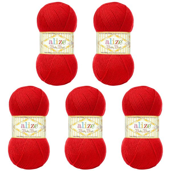 Пряжа Alize (Ализе) Baby Best / уп.5 мот. по 100 г, 240м, 106 темно-красный A