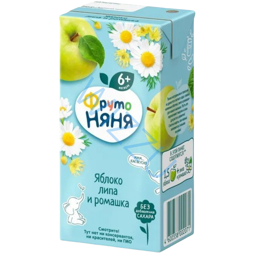 Компот ФрутоНяня Яблочный с экстрактом ромашки и липы, 200 мл