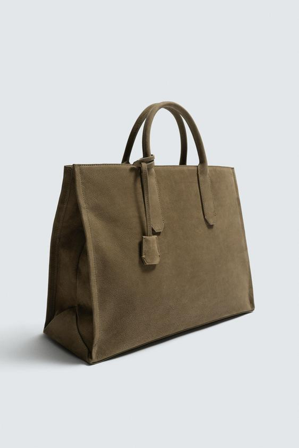 ZARA КОЖАНАЯ СУМКА, СЕРО-КОРИЧНЕВЫЙ