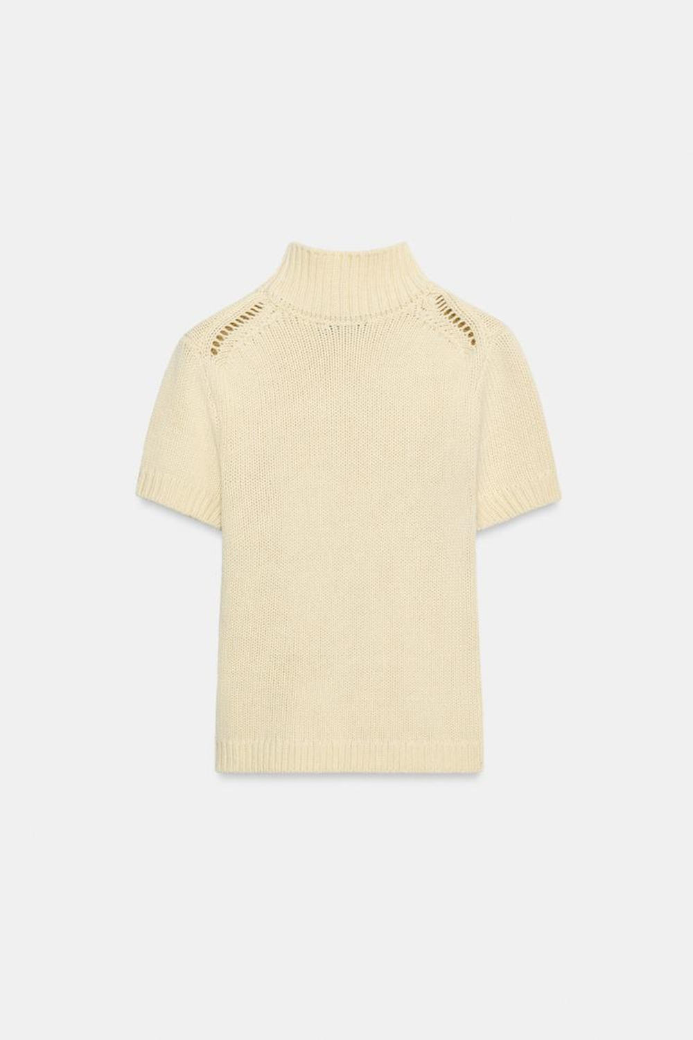 ZARA ТРИКОТАЖНЫЙ ДЖЕМПЕР С КОРОТКИМ РУКАВОМ, ЭКРЮ