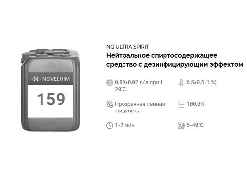 159 NG Ultra Spirit Средство с дезинфицирующим эффектом на основе спиртов. Канистра 10л.