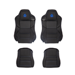 Чехлы Sitrak C7H MAX 3D (экокожа, черный цвет, синий кант, синяя строчка)