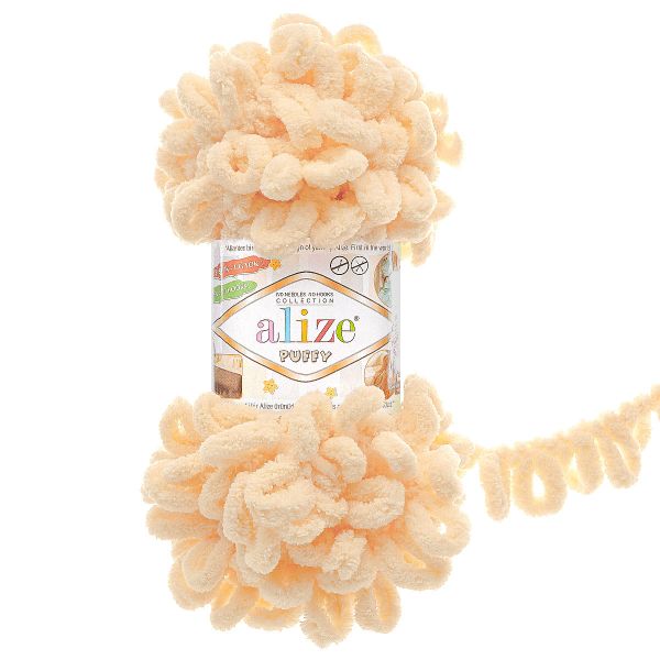 Пряжа Alize (Ализе) Puffy / уп.5 мот. по 100 г, 9м, 742 ванильный A
