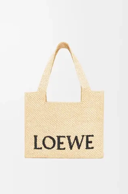 Loewe Средняя сумка-тоут LOEWE Font из рафии, натуральный