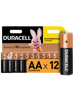 Батарейки щелочные Duracell Basic АA, 12штук (пальчиковые)