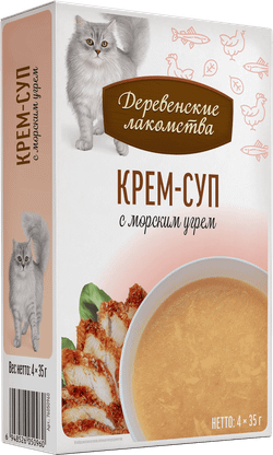 Деревенские лакомства для кошек "Крем-суп с морским угрем" - 4*35 гр