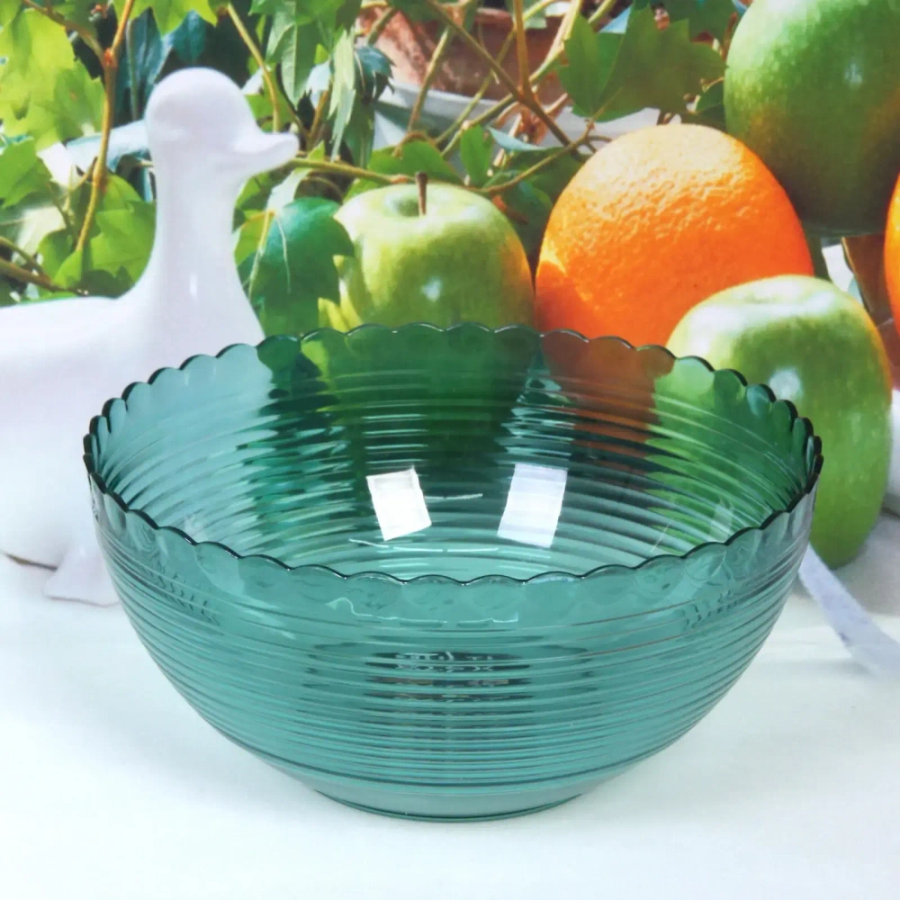 Салатник пластиковый «Мадлен» 19*9см полоски, морская волна