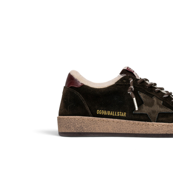Women's Winter Golden Goose Ball Star in Brown Suede with Brown Star