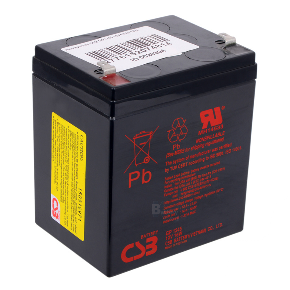 Аккумулятор CSB GP 1245 F2 16W (AGM)