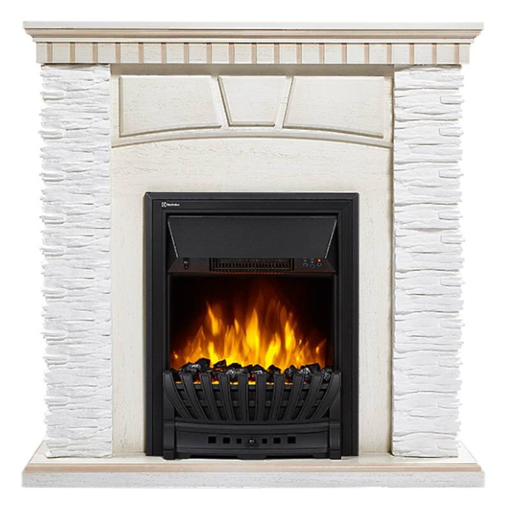 Портал Firelight Porto Classic камень белый, шпон беленый дуб