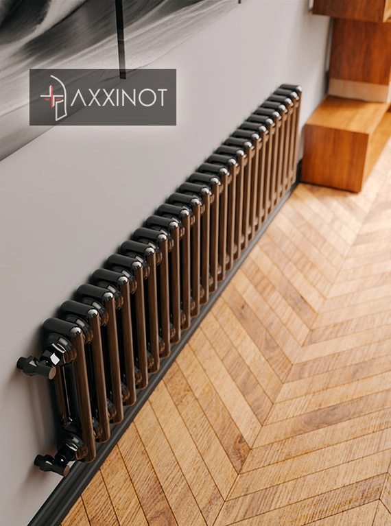 Axxinot Sentir 2020 - двухтрубный трубчатый радиатор высотой 200 мм, боковое подключение, черный