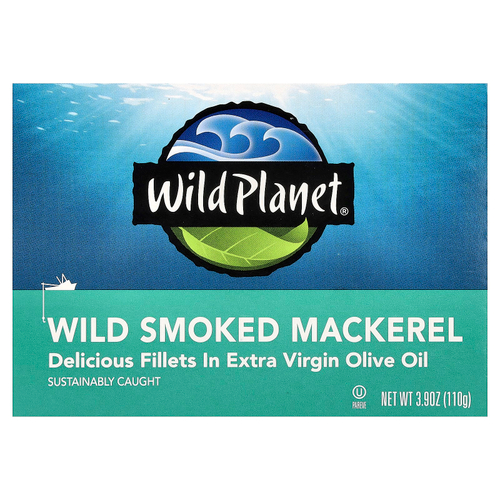 Wild Planet, дикорастущая макрель в нерафинированном оливковом масле высшего качества, 110 г (3,9 унции)