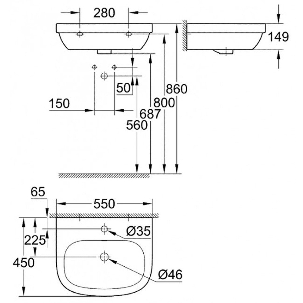 Раковина Grohe Euro Ceramic 55 39336000 Альпин-белый