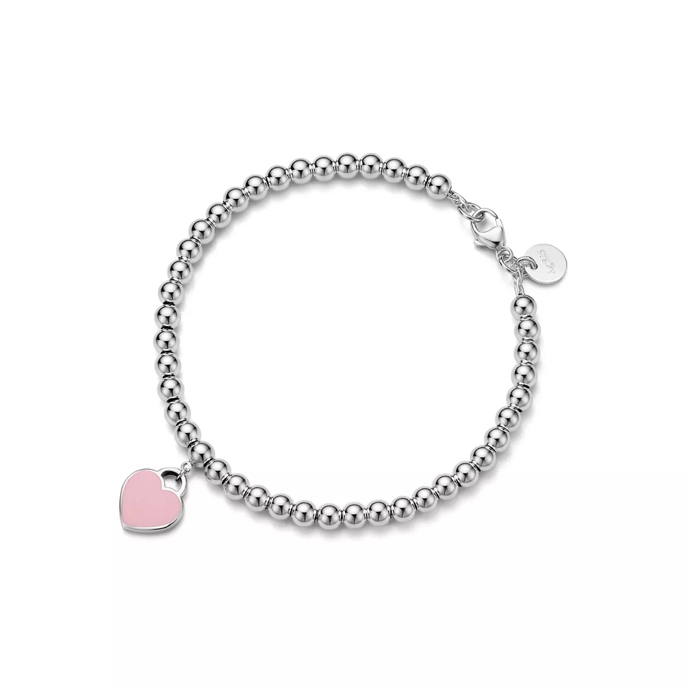 Браслет из серебра с розовой эмалью и бриллиантом, Tiffany 🩷