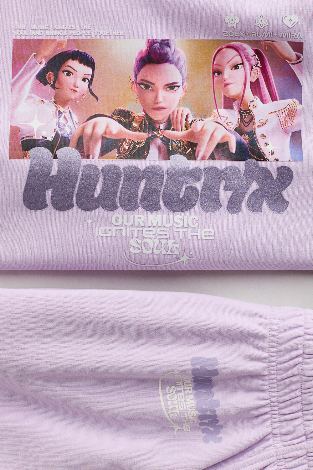 H&M Комплект из толстовки и спортивных брюк с принтом, фиолетовый