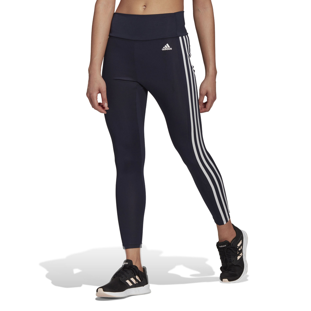 Женские теннисные брюки adidas Designed To Move High-Rise 3-Stripes 7/8 Sport Tight Women - Blue, White