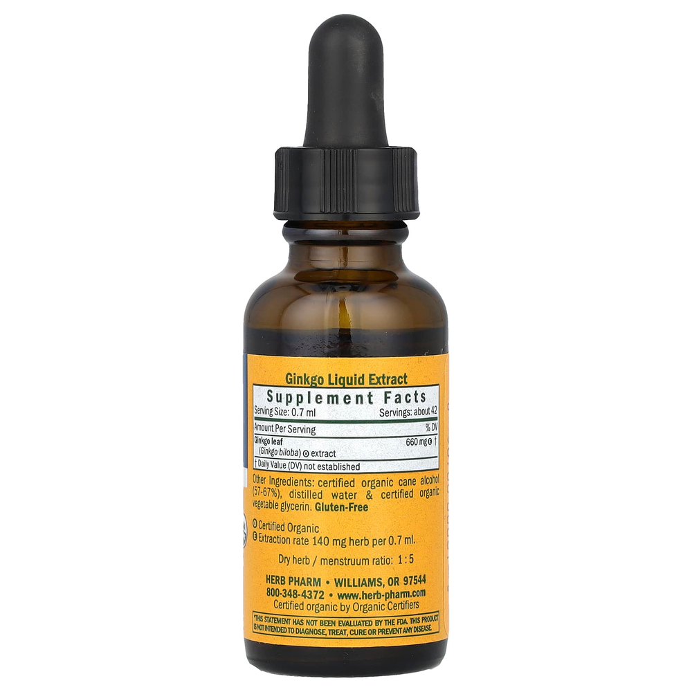 Herb Pharm, гинкго билоба, 30 мл