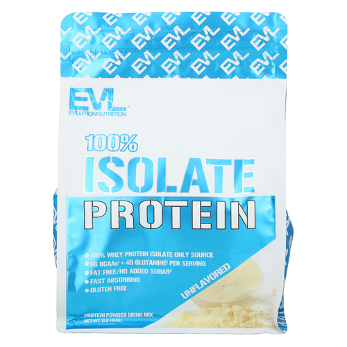 EVLution Nutrition, 100% изолят протеина, без добавок, 454 г (1 фунт)