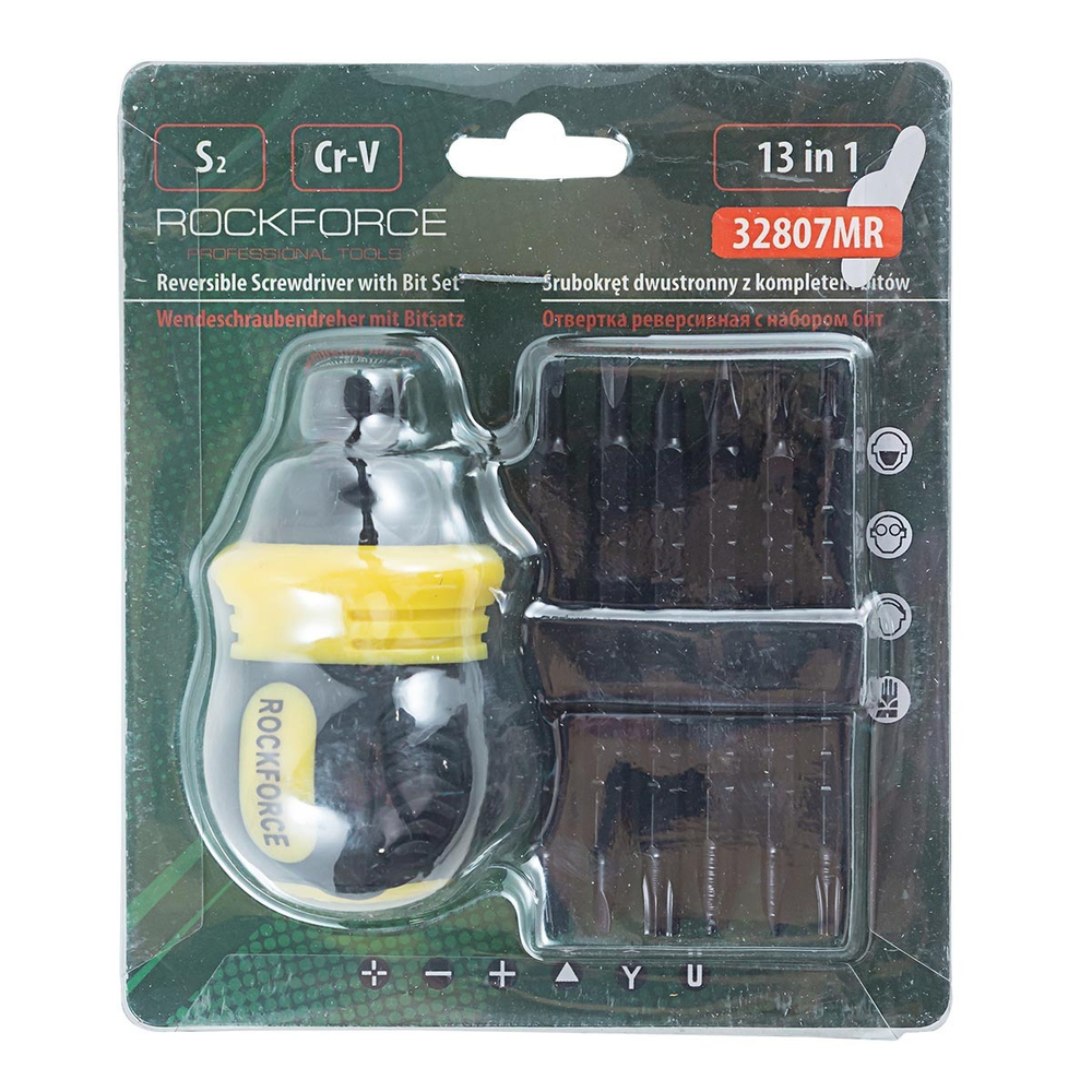 Отвертка реверсивная с набором бит специальных,в блистере RockForce##Rock FORCE RF-32807MR