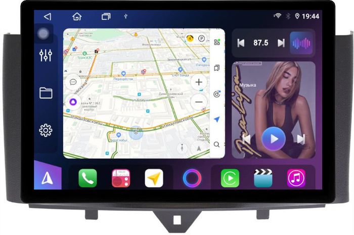 Магнитола для Smart ForTwo W451 2010-2015 - FarCar BX877 монитор 13" 2K QLED на Android 13, TS10, 6+128, CarPlay, 4G SIM-слот