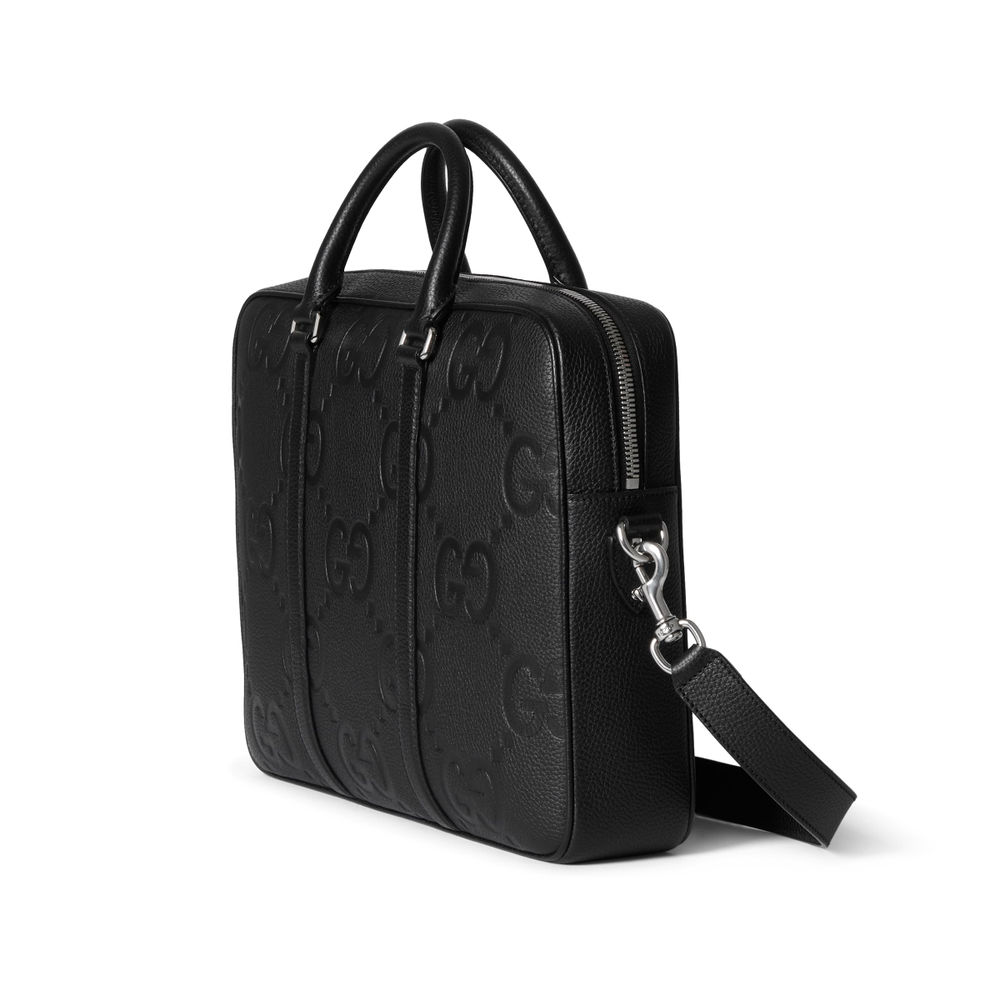 GUCCI Leather One Shoulder Crossbody Handheld Briefcase Large Men"s Black