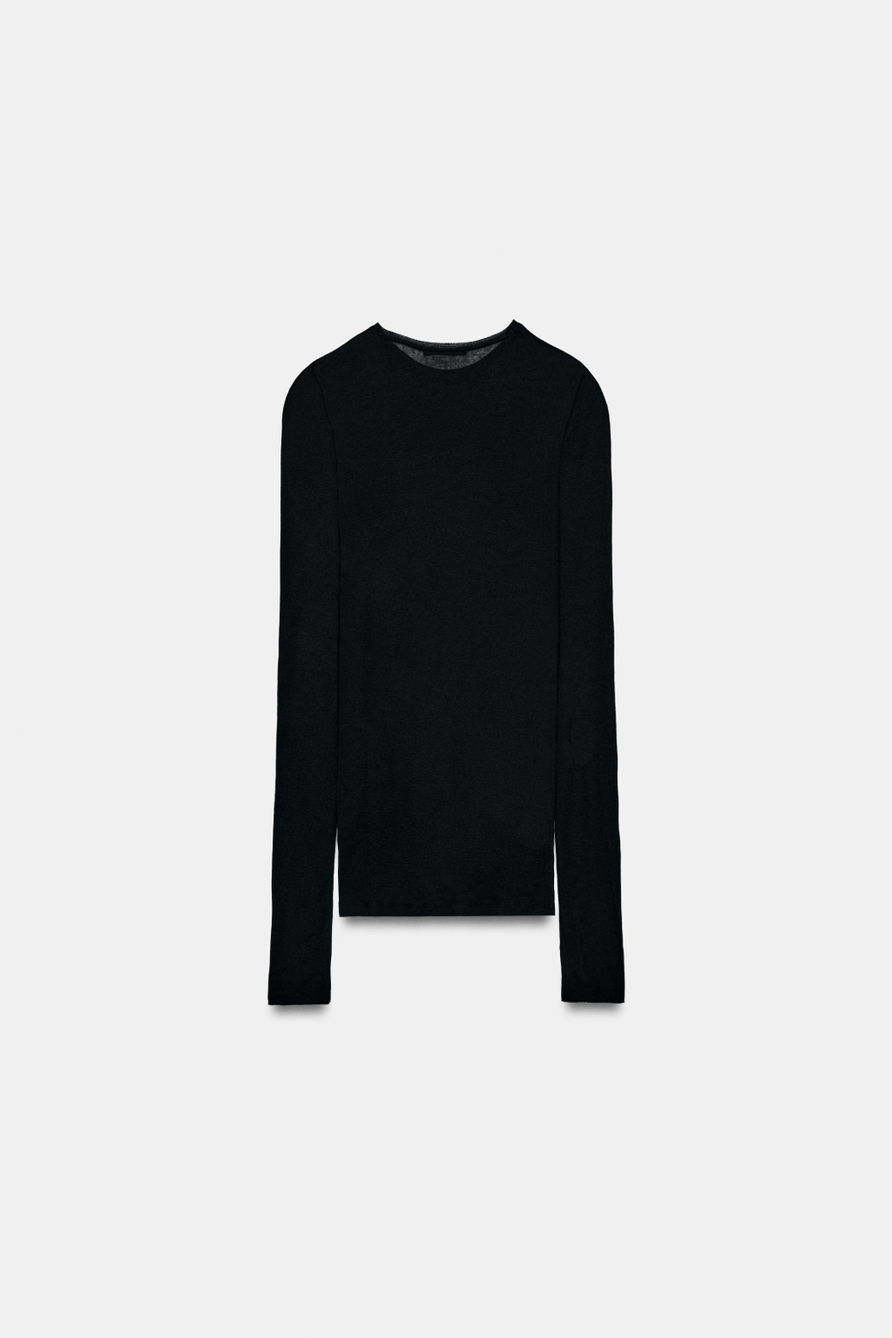 ZARA ФУТБОЛКА SUPIMA® С ДЛИННЫМИ РУКАВАМИ, ЧЕРНЫЙ