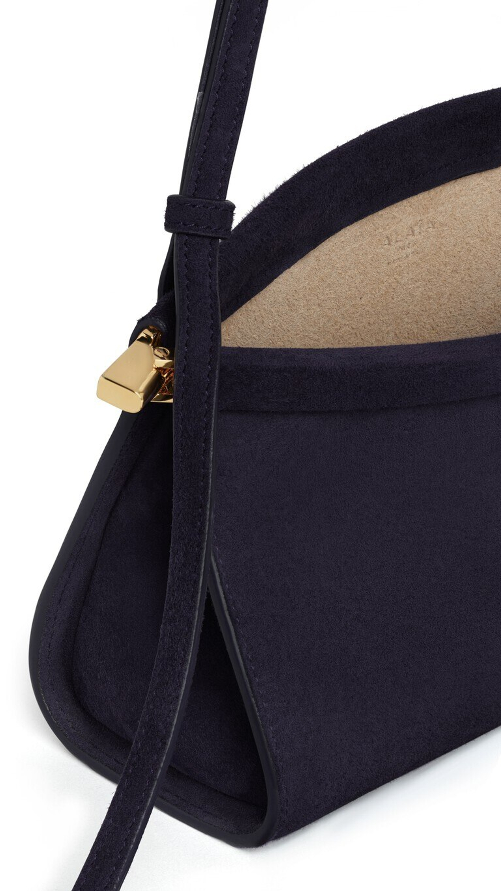 ALAÏA МАЛЕНЬКАЯ СУМКА LE CLICK EAST WEST ИЗ ЗАМШИ, БАКЛАЖАННЫЙ