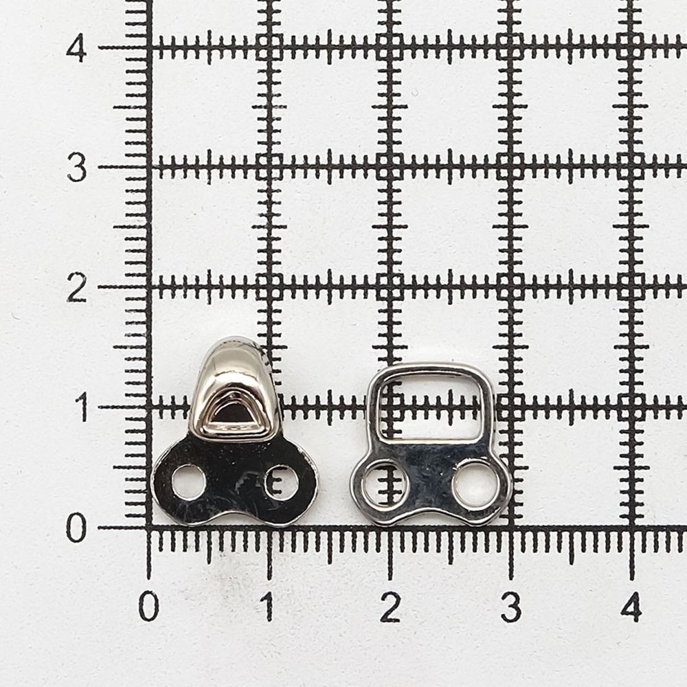 Крючки пришивные декоративные 14х24 мм, nickel, серебро, никель, 12 шт