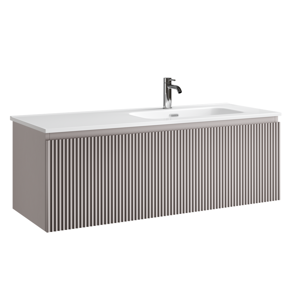 Тумба подвесная SANCOS Сноб Р 1.0 (Snob R 1.0) 1195х445х406, c одним ящиком оснащенным доводчиками, Пыльная роза (Doha Soft), арт.SNR1.0120RSM