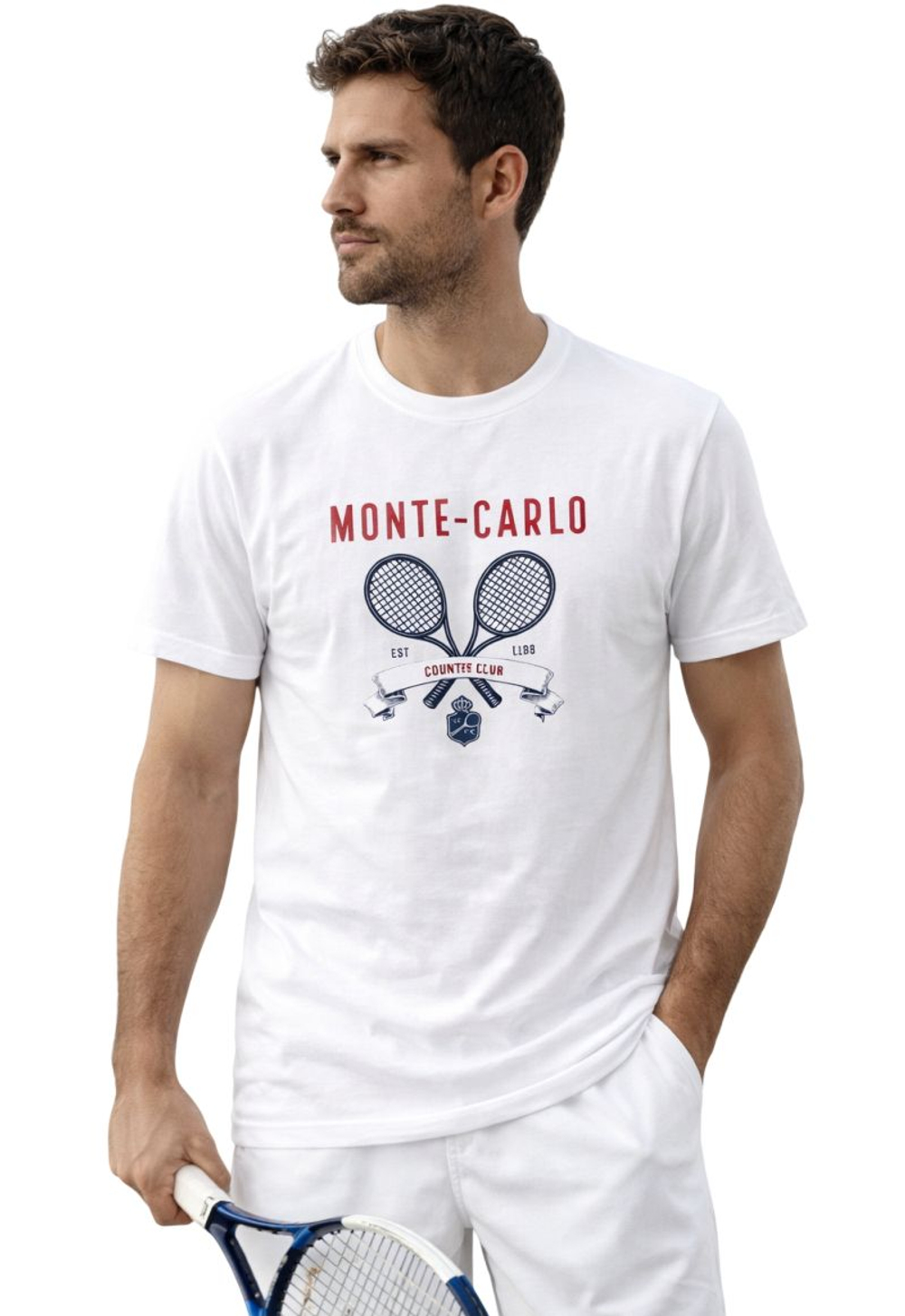 Мужская футболка Monte-Carlo Country Club MCCC Raquette Print - white