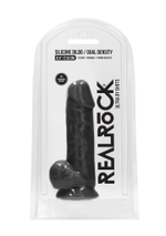 Черный фаллоимитатор Realistic Cock With Scrotum - 21,5 см. (Цвет: черный)